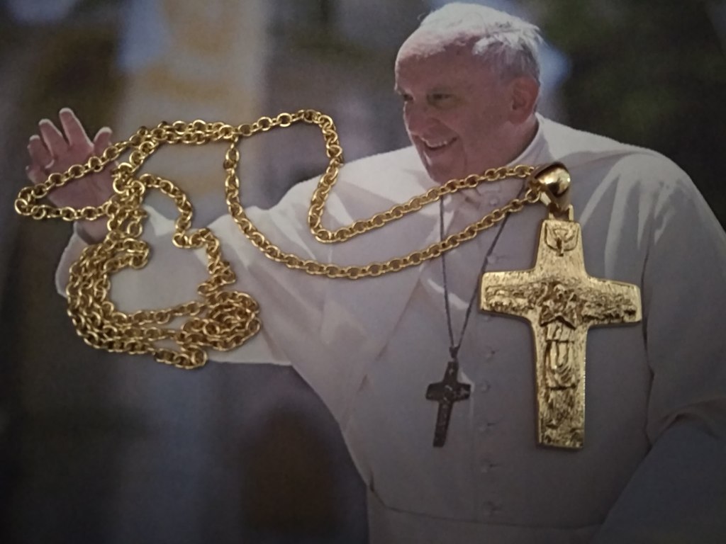 Croce di Papa Francesco 4cm con Catena (Oro) - Pope Francis Cross 4cm with Chain (Gold)